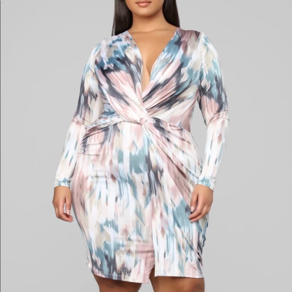 Multi color pattern dress from Fashion Nova